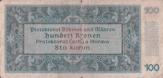 Czech Republic 100 Korun, 1940 reverse